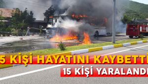 Balıkesir’de Otobüs Yangını