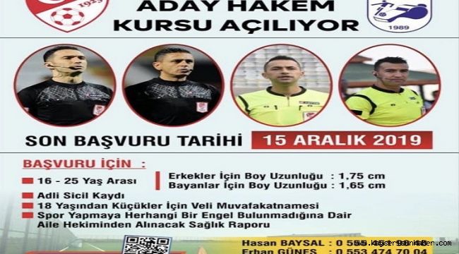 Futbol Aday Hakem Kursu Açılıyor
