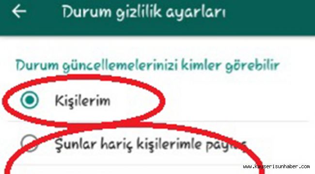 Whatsapp’ta durumunu, görmesini istemediklerinden gizleme