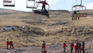 Erciyes'te teleferik tatbikatı