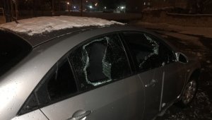 Baltayla saldırdıkları otomobilin sürücüsünü bacağından yaraladılar