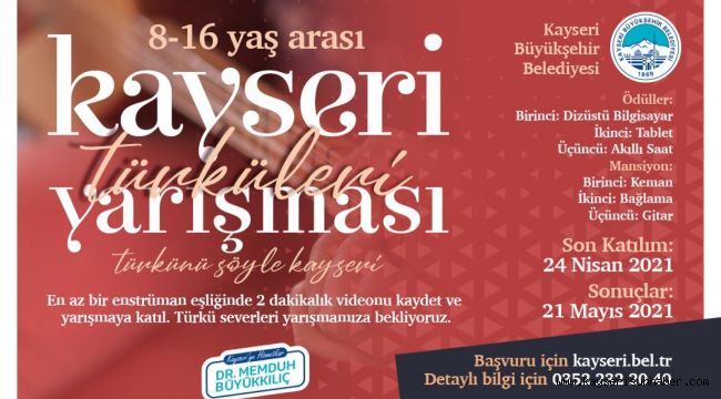 Büyükşehir'in Kayseri Türküleri Yarışması'na başvurular sunuyor