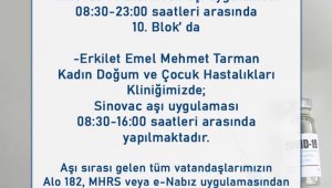 Devlet Hastanesi'nde de Sinovac ve BioNTech aşıları yapılmaya başlandı