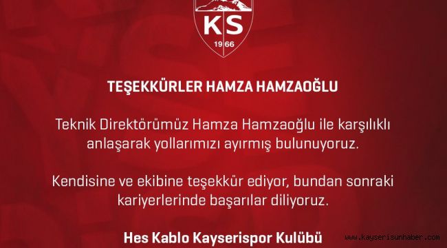 Kayserispor'dan Hamzaoğlu açıklaması