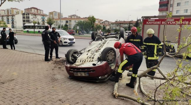 Otomobil ters döndü: 1 Yaralı