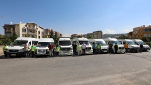 Talas'ta okul servisleri dezenfekte ediliyor