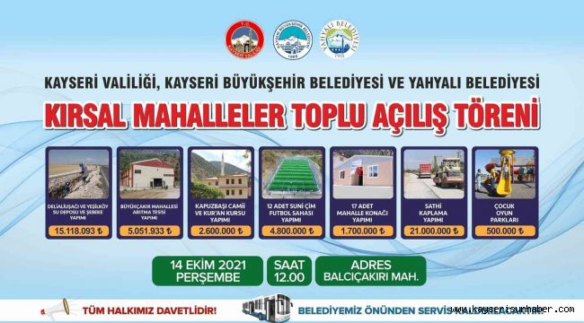 Büyükşehir öncülüğünde Yahyalı'ya 50 milyonluk yatırım