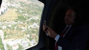 Başkan Yalçın Talas'ı helikopterden denetledi