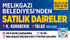 Melikgazi Belediyesi'nin 17 adet dairesi ihale ile satılacak