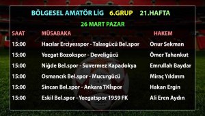 Bölgesel Amatör Lig'de 21.hafta maçlarının hakemleri açıklandı