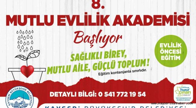 Büyükşehir'in, 8'inci Mutlu Evlilik Akademisi kayıtları başladı