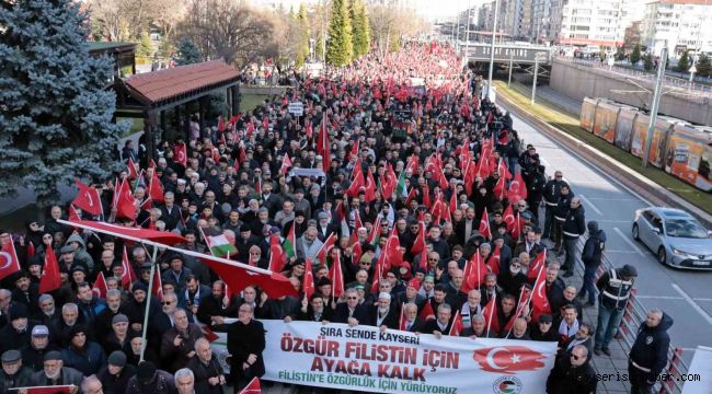 Kayseri'de binlerce kişi Filistin'e özgürlük için yürüdü