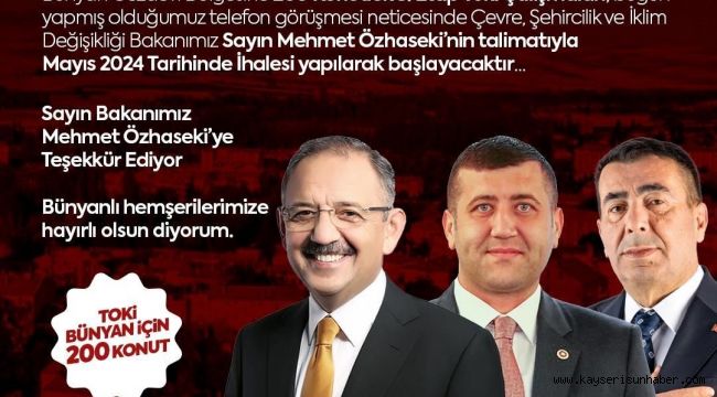 Baki Ersoy'dan Bünyan'a büyük müjde