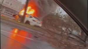 Kazada yanan otomobilin sürücüsü hayatını kaybetti