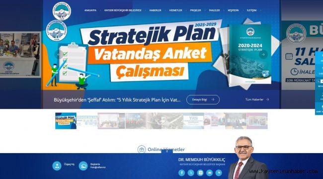 Kayseri Büyükşehir web sitesi, öne çıkan 9 büyükşehir sitesinden birisi oldu