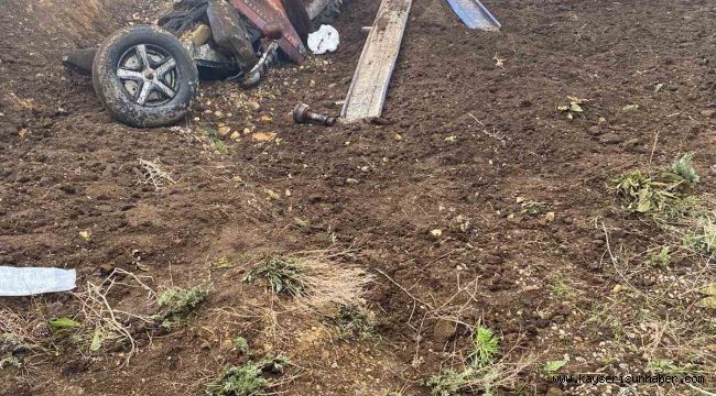 Kontrolden çıkan traktör şarampole yuvarlandı