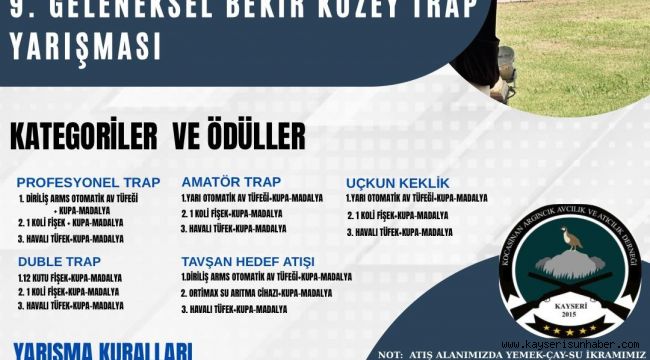 9. Geleneksel Bekir Kuzey Trap yarışmaları 28-29 Haziran'da yapılacak