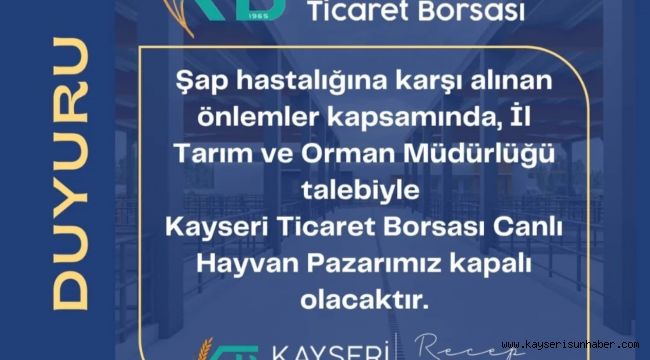 KTB Canlı Hayvan Pazarı'nda 'şap hastalığı' önlemi