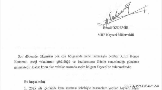 MHP'li Özdemir'den kene ısırığına soru önergesi