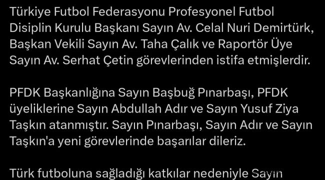 PFDK Başkanlığı'na Başbuğ Pınarbaşı atandı