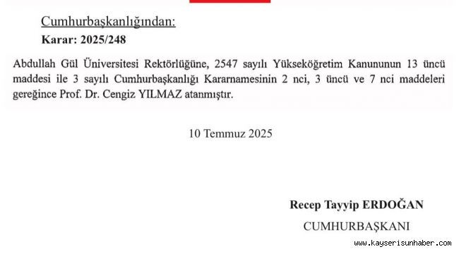 Cengiz Yılmaz, AGÜ Rektörlüğü'ne yeniden atandı