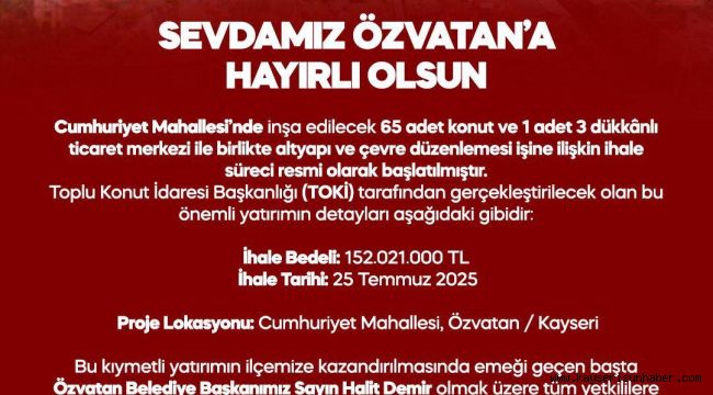MHP'li Ersoy'dan Özvatan'a müjde