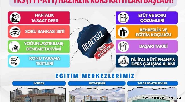 Ücretsiz YKS kurs kayıtları başladı