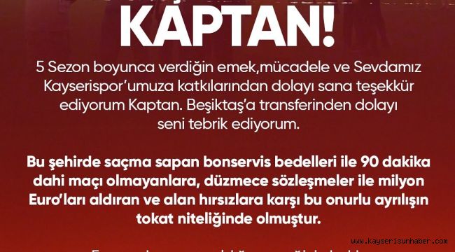 Baki Ersoy: "Teşekkürler kaptan"