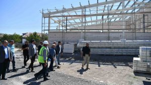 Başkan Büyükkılıç'tan Eğribucak'taki yeni itfaiye binasının inşaatına yerinde inceleme