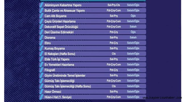 KAYMEK sanat ve mesleki eğitim kurslarına kayıtlar başladı