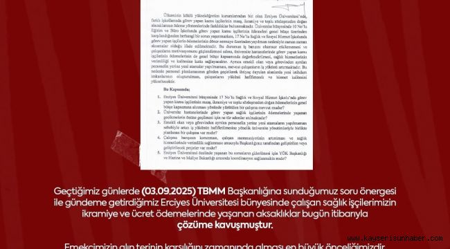 Milletvekili Ersoy'dan sağlık işçilerine müjde