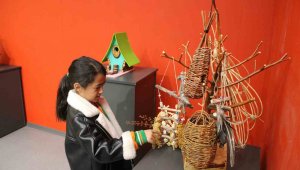 Doğada bulduğu ahşap parçalarını kuş evini çevirdi