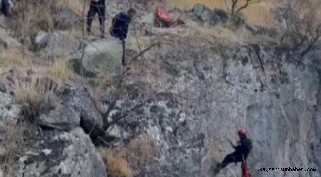 Uçurumda mahsur kalan keçi kurtarıldı
